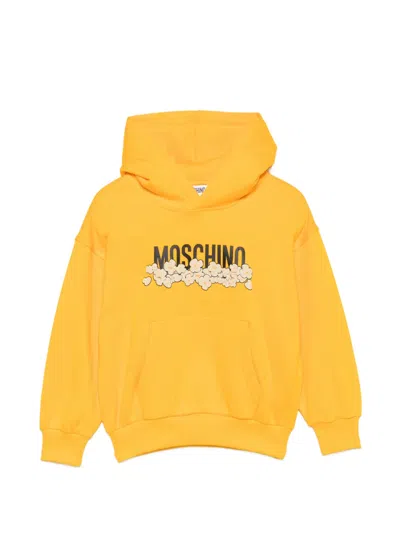 Moschino Kids' Logo-print Popcorn-graphic Hoodie In Yellow