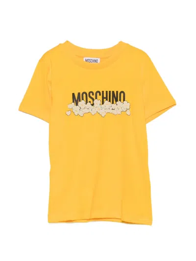 Moschino Kids' Logo-print Popcorn-motif T-shirt In Yellow