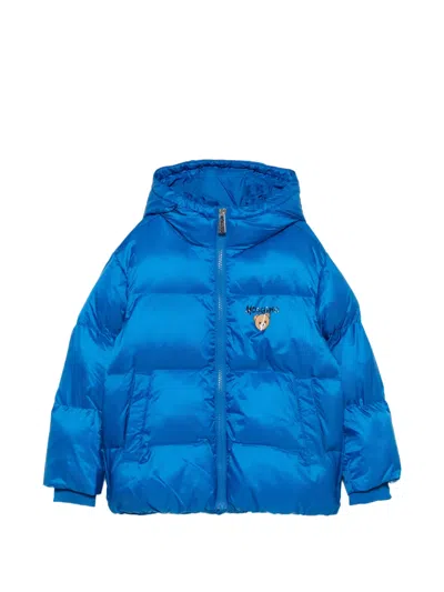 Moschino Kids' Logo-print Puffer Jacket In Blue