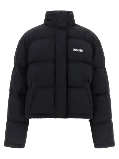 Moschino Logo-print Quilted Puffer Jacket In Black