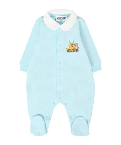 Moschino Logo-print Romper In Blue