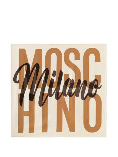 Moschino Logo-print Silk Scarf In Pattern