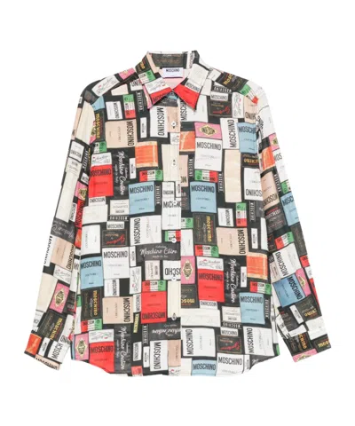 Moschino Logo-print Silk Shirt In Multi