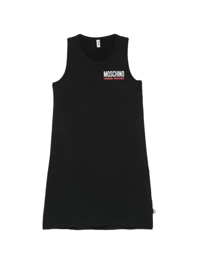 Moschino Logo-print Sleeveless Mini Dress In Black