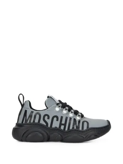Moschino Logo-print Sneakers In Gray
