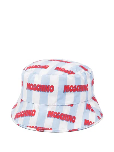 Moschino Kids' Logo-print Striped Bucket Hat In Multi