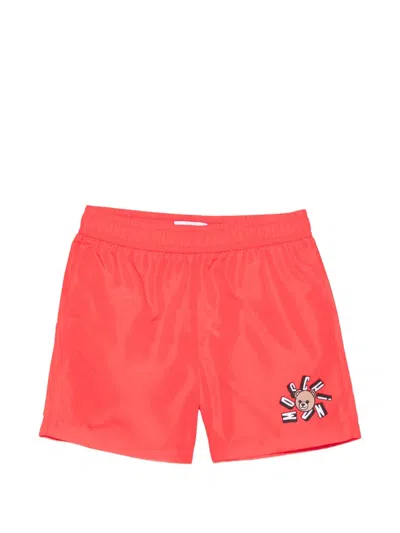 Moschino Kids' Logo-print Swim Shorts In Red