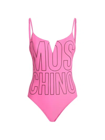 Moschino Logo-print Swimsuit In Pink