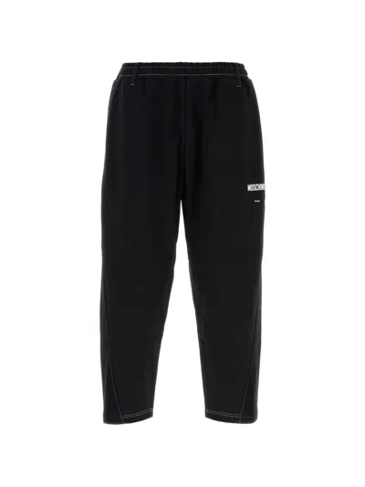 Moschino Cotton Joggers Contrast Stitching Side Pockets In Black