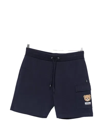 Moschino Logo-print Track Shorts In Blue