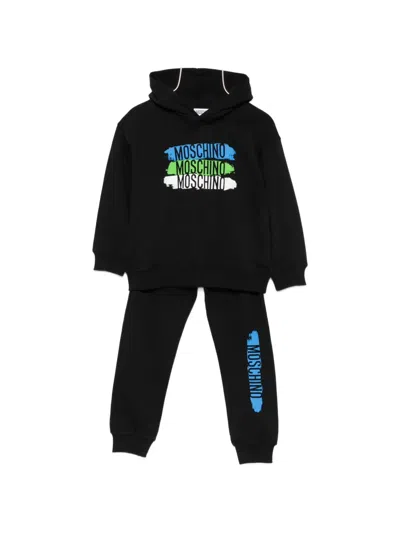 Moschino Kids' Logo-print Tracksuit In Black