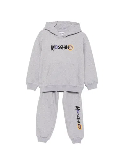 Moschino Kids' Logo-print Tracksuits In Gray