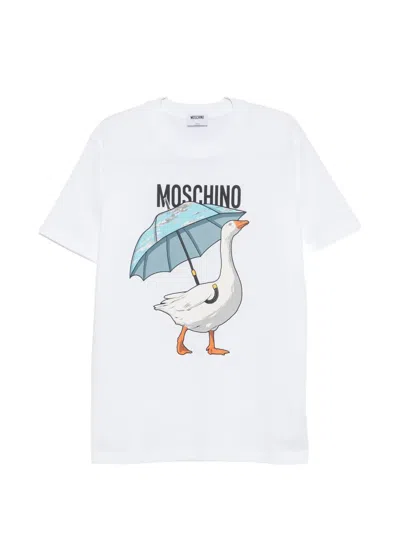 Moschino Relaxed Fit Short-sleeve T-shirt With Graphic Goose Print In White
