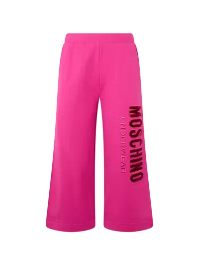 Moschino Logo-print Wide-leg Track Pants In Pink
