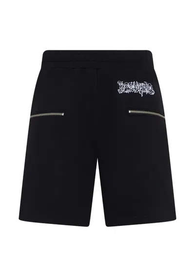 Moschino Logo-print Zip-pocket Shorts In Black