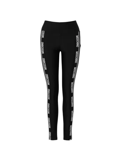 Moschino Logo-tape Leggings In Black
