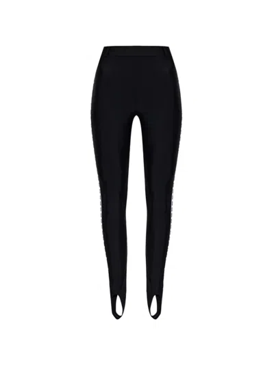 Moschino Logo-tape Stirrup Leggings In Black