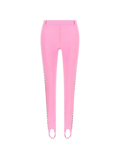 Moschino Logo-striped Stretch Lycra Leggings In Pink