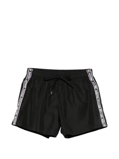 Moschino Logo-tape Swim Shorts In Black