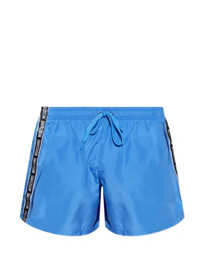 Moschino Logo-tape Swim Shorts In Blue