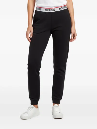 Pre-owned Moschino Logo-tape Track Trousers In Black