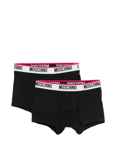 Moschino Logo-waistband Boxer Briefs (set Of Two) In Black