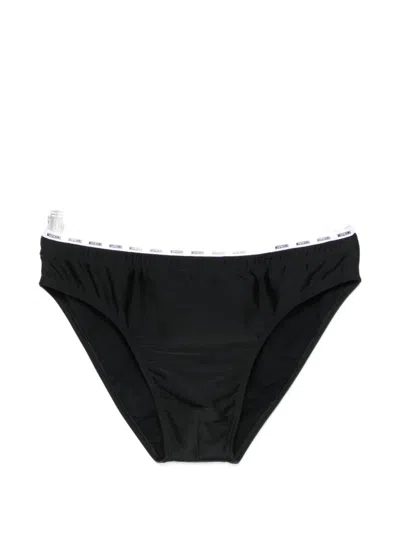 Moschino Logo-waistband Briefs In Black