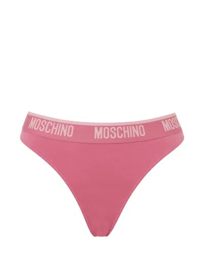 Moschino Logo-waistband Thongs In Pink