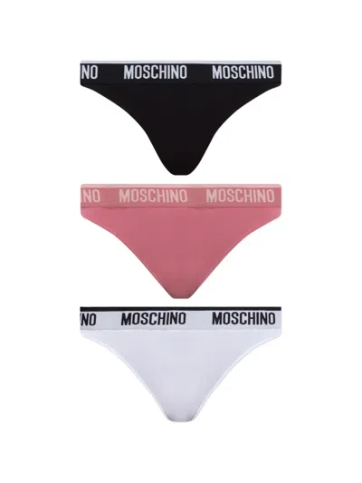 Moschino Logo-waistband Thongs (set Of Three) In Multi