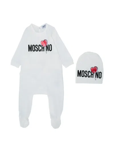 Moschino Lollipop Logo Baby Grow Set In White