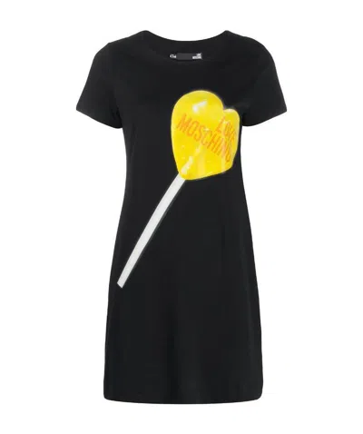 Moschino Lollipop Printed T-shirt Dress In Black