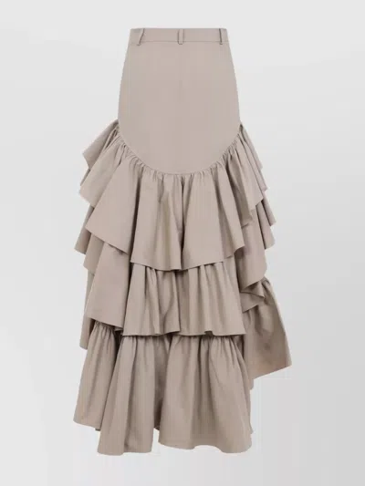 MOSCHINO LONG ASYMMETRIC HEM COTTON SKIRT