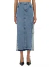 Moschino Long Denim Skirt In Blue