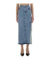 Moschino Long Denim Skirt In Blue