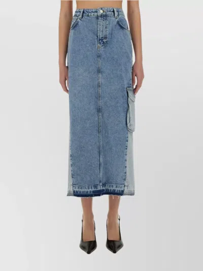 Moschino Long Skirt In Denim In Navy