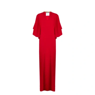 Moschino Long Draped Dress In Red