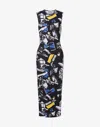 Moschino Long Lycra Dress Punk Print In Black