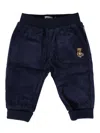 Moschino Teddy-embroidered Corduroy Trousers In Blue