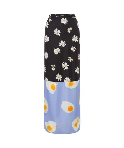 MOSCHINO MOSCHINO LONG TWILL PATCHWORK SKIRT