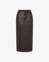 Moschino Pencil Leather Midi Skirt In Dark Brown