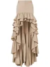 Moschino Skirt With Asymmetrical Ruffled High-low Hem In Brown
