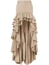Moschino Skirt With Asymmetrical Ruffled High-low Hem In Brown