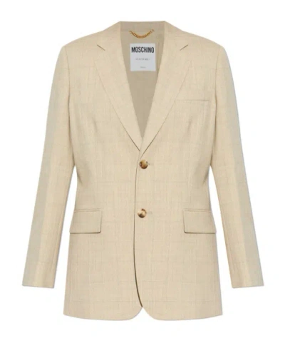 Moschino Long Sleeve Blazer In Neutral