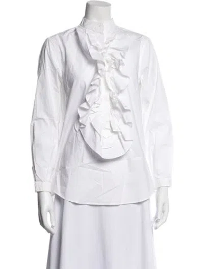Pre-owned Moschino Long Sleeve Blouse In White