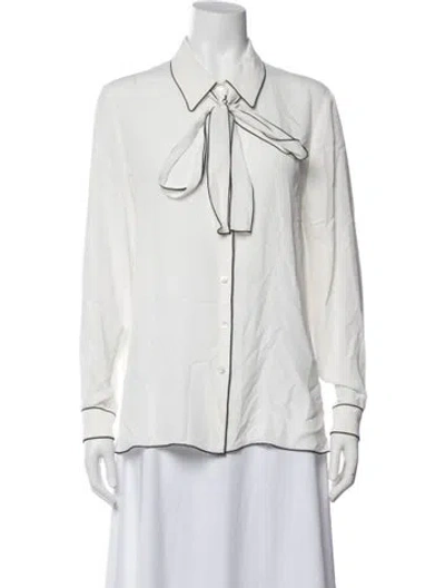 Pre-owned Moschino Long Sleeve Blouse In White