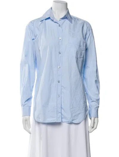 Pre-owned Moschino Long Sleeve Button-up Top In Blue