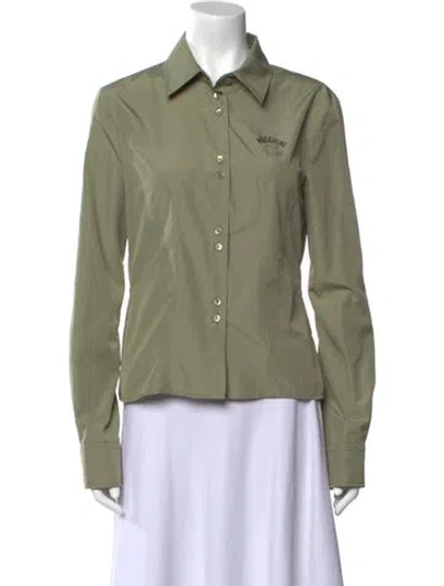 Pre-owned Moschino Long Sleeve Button-up Top In Green