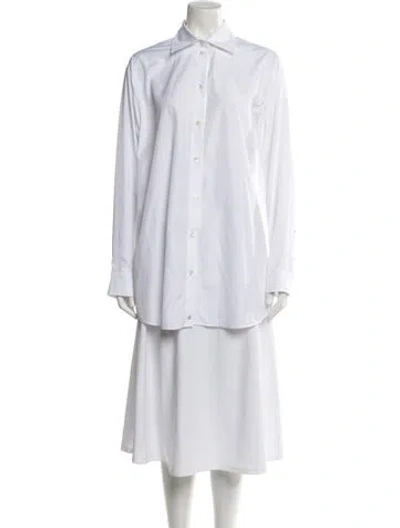 Pre-owned Moschino Long Sleeve Button-up Top In White
