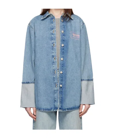 Moschino Long Sleeve Denim Shirt In Blue