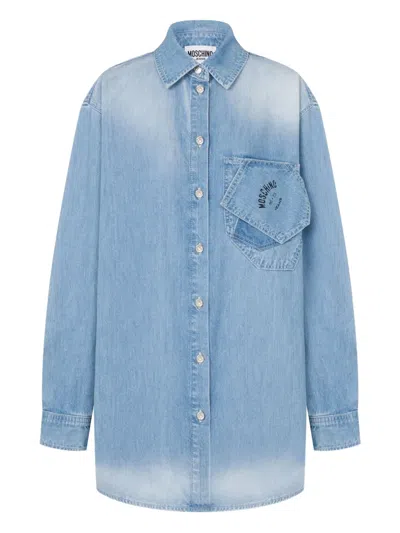 Moschino Long-sleeve Denim Shirt In Blue